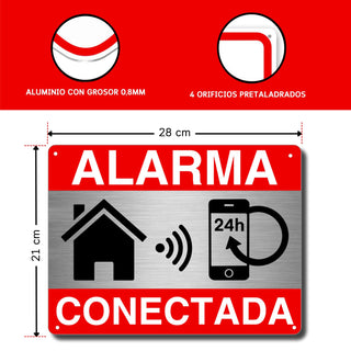 LEIASA | Cartel Área Videovigilada - 21x28 cm - Aluminio - Grosor 0,8 mm - Cartel Videovigilancia - Impresión UV - Resistente Exterior - Señal Alarma Disuasorio de Aluminio (Señal Alarma)
