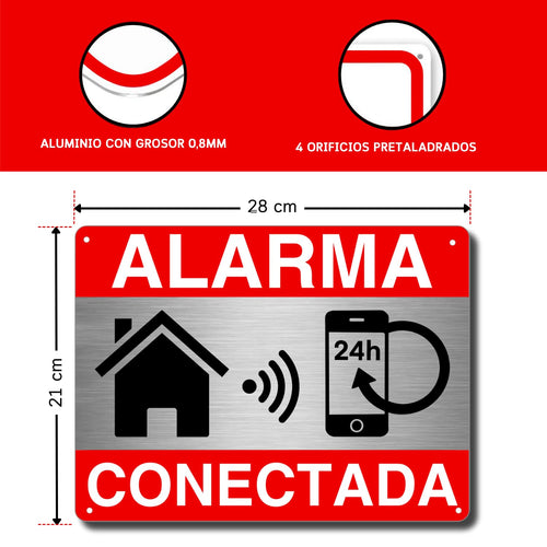 LEIASA | Cartel Área Videovigilada - 21x28 cm - Aluminio - Grosor 0,8 mm - Cartel Videovigilancia - Impresión UV - Resistente Exterior - Señal Alarma Disuasorio de Aluminio (Señal Alarma)