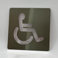 LEIASA | Panneau Adhésif WC Handicapé - EFFET DE MIROIR - 10x10 cm - Épaisseur 0,8 mm - Acier Inoxydable - Signalisation de Toilettes - Panneau Sanitaires - Signal WC - Toilettes Accessibles