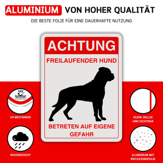 LEIASA | Warnschild „Gefährlicher Hund“ - 21x28 cm - Reflektierendes A