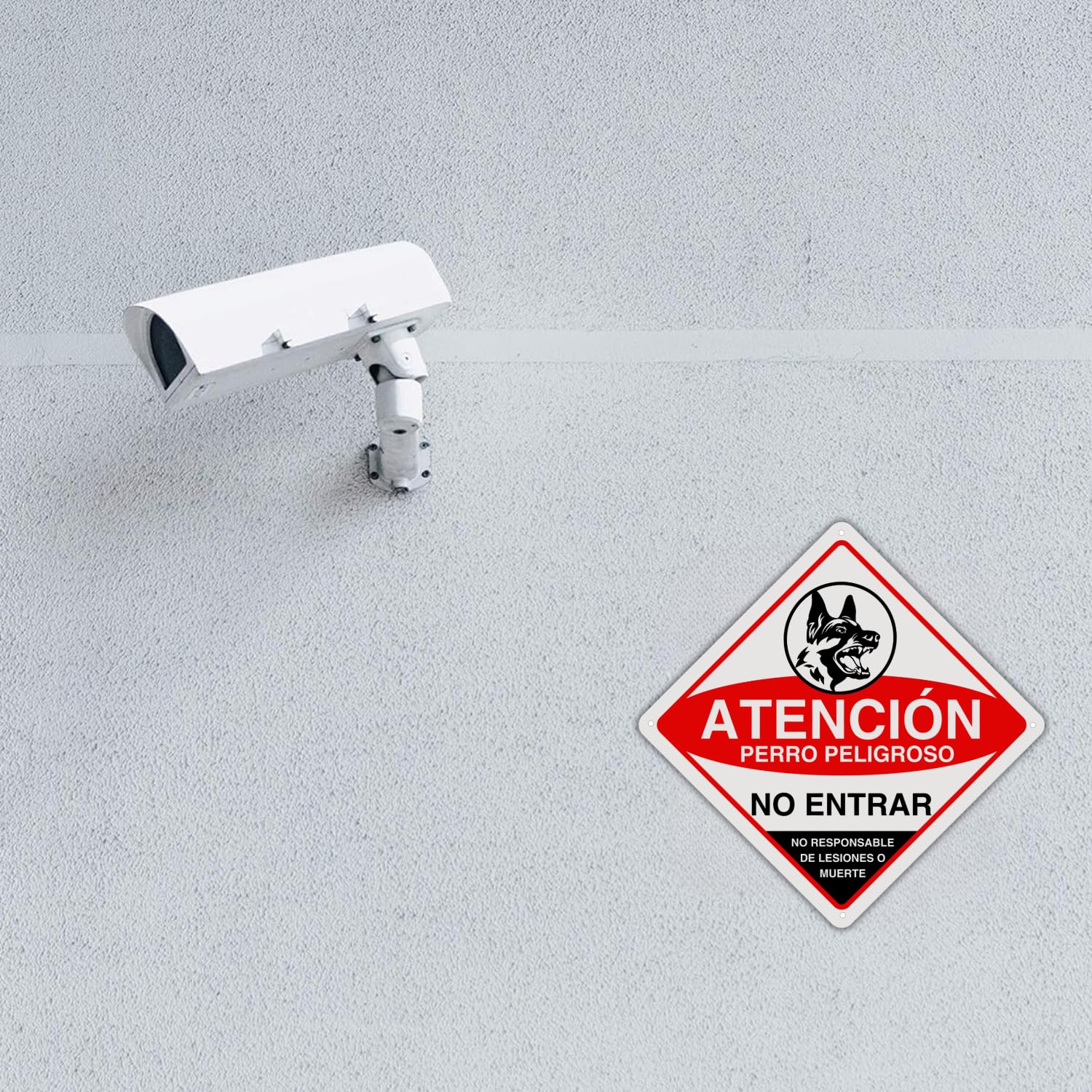 LEIASA | Cartel Perro Peligroso - 21x21 cm - Aluminio Reflectante - Grosor 0.8 mm - Señal Cuidado Perros - Apto Exterior - Impresión UV - Señal Aviso Perros - Placa Cuidado con el Perro