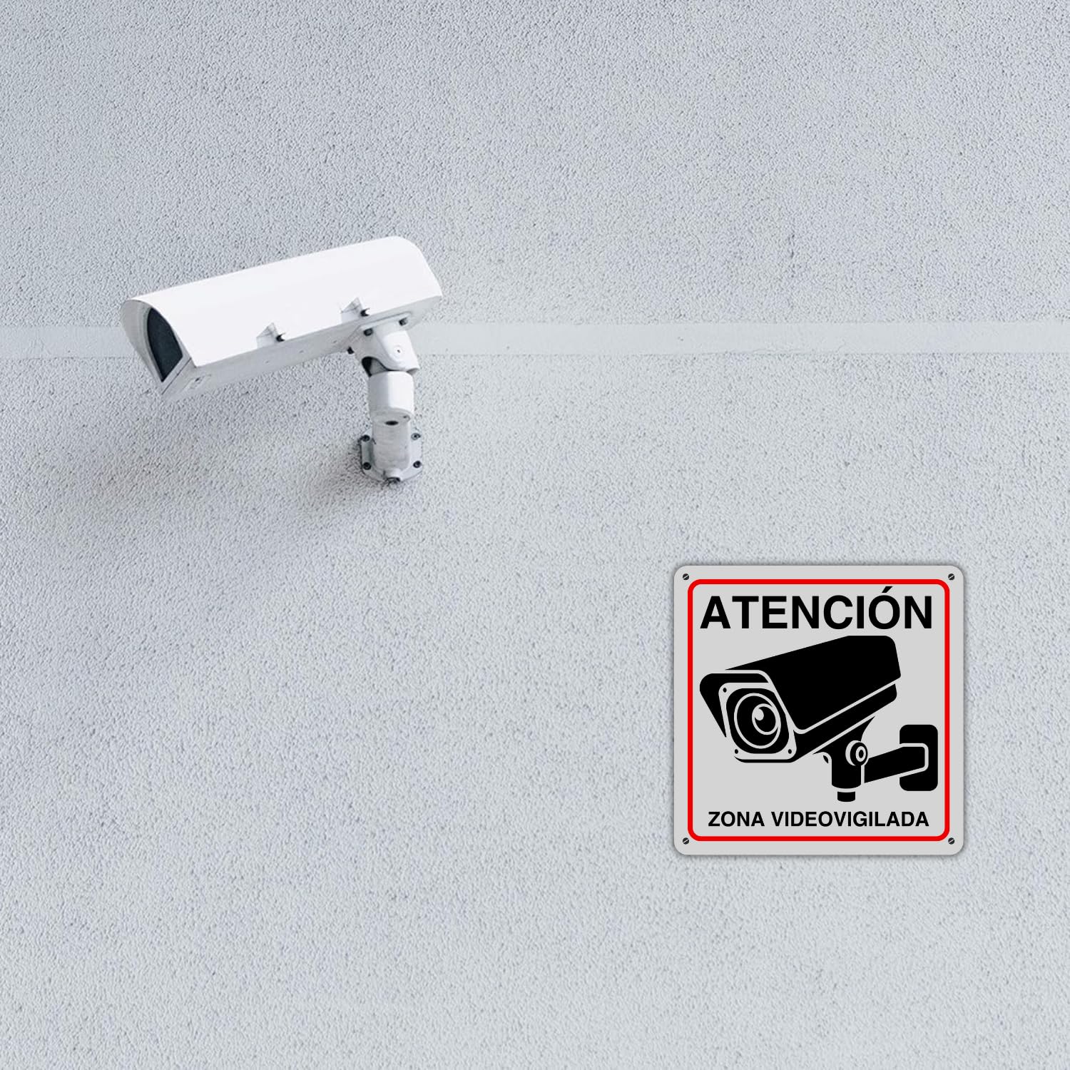 LEIASA Cartel Zona Videovigilada - 21x21 cm - Aluminio - Reflectante - Grosor 0.8 mm - Cartel Videovigilancia - Impresión UV - Resistente Exterior - Señal Alarma Disuasorio - Senal Cámara Vigilancia