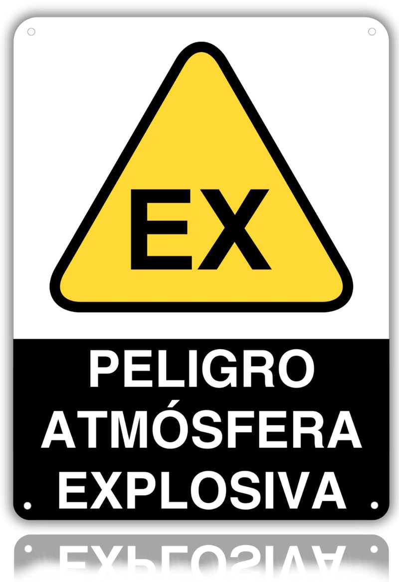 Cartel Peligro Atmósfera Explosiva EX de aluminio reflectante, 21x28 cm