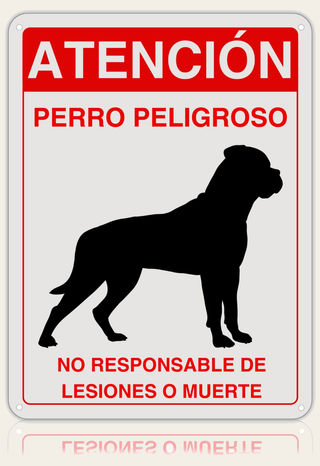 Cartel Perro Peligroso de aluminio reflectante, 21x28 cm
