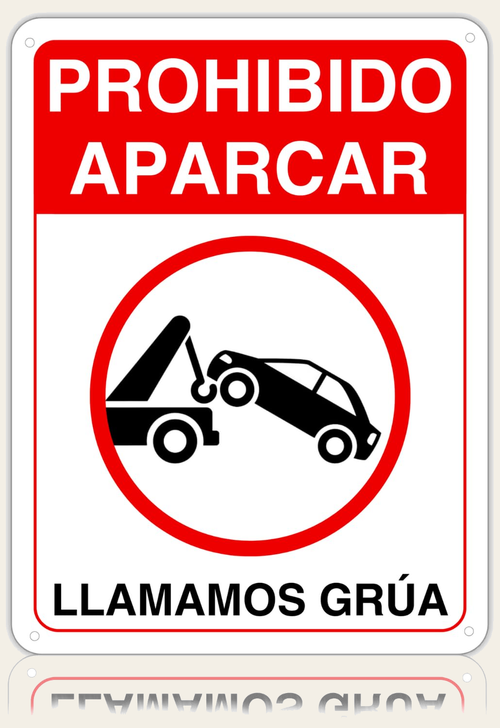 Cartel Prohibido Aparcar de aluminio reflectante, 21x28 cm