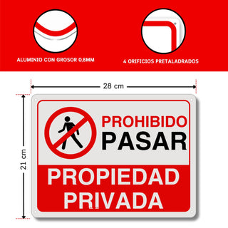 Cartel Prohibido el Paso: material premium resistente a rayos UV y agua