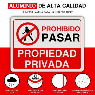 Cartel Prohibido el Paso: medidas y grosor del producto