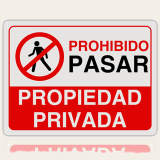 Cartel Prohibido el Paso de aluminio reflectante, 28x21 cm
