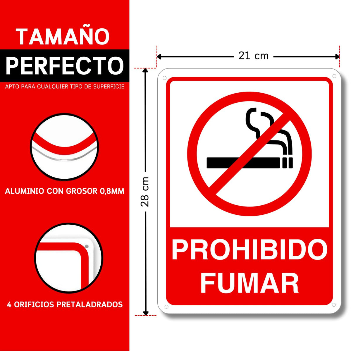 Prohibido Fumar: material premium resistente a rayos UV y agua