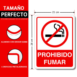 Prohibido Fumar: material premium resistente a rayos UV y agua