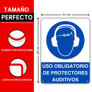 Cartel Uso Obligatorio Protectores Auditivos: medidas y grosor del producto