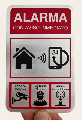 Cartel Videovigilancia de aluminio, 9x14 cm