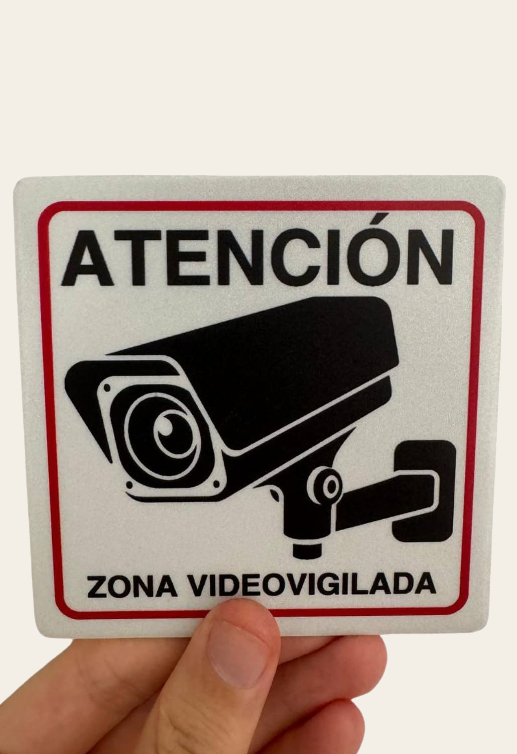 Cartel Zona Videovigilada de aluminio reflectante, 10x10 cm
