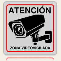 LEIASA | Cartel Zona Videovigilada - 21x21 cm - Aluminio Reflectante - Grosor 0.8 mm - Resistente Exterior - Impresión UV
