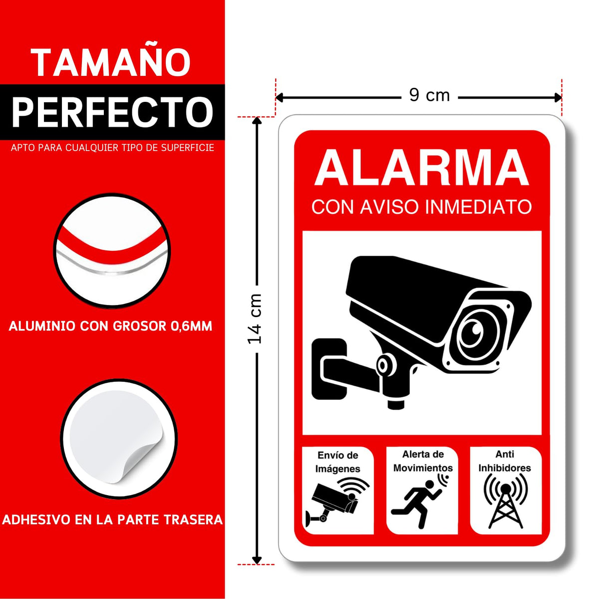Cartel Zona Videovigilada: material premium resistente a rayos UV y agua