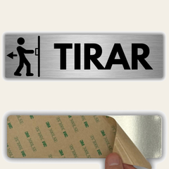 LEIASA | Señal Tirar Puerta - 5x18 cm - Aluminio - Grosor 0.8 mm - Resistente Exterior - Impresión UV