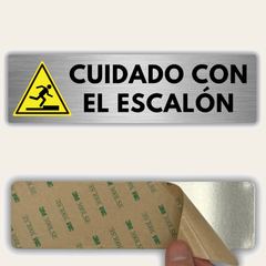 LEIASA | Señal Cuidado con el Escalón - 5x18 cm - Aluminio - Grosor 0.8 mm - Resistente Exterior - Impresión UV