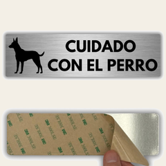 LEIASA | Señal Cuidado con el Perro - 5x18 cm - Aluminio - Grosor 0.8 mm - Resistente Exterior - Impresión UV