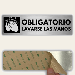 LEIASA | Señal Lavarse las Manos - 5x18 cm - Aluminio - Grosor 0.8 mm - Resistente Exterior - Impresión UV