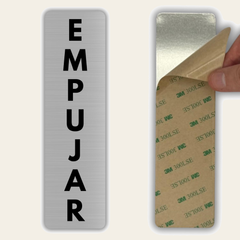 LEIASA | Señal Empujar Puerta - 5x18 cm - Aluminio - Grosor 0.8 mm - Resistente Exterior - Impresión UV