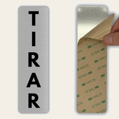 LEIASA | Señal Tirar Puerta - 5x18 cm - Aluminio - Grosor 0.8 mm - Resistente Exterior - Impresión UV