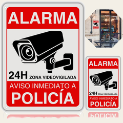 LEIASA | Pack Cartel Videovigilancia - 21x28 cm y 9x14 cm - Aluminio Reflectante - Grosor 0.8 mm - Resistente Exterior - Impresión UV