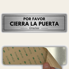LEIASA | Señal Cierra la Puerta - 5x18 cm - Aluminio - Grosor 0.8 mm - Resistente Exterior - Impresión UV