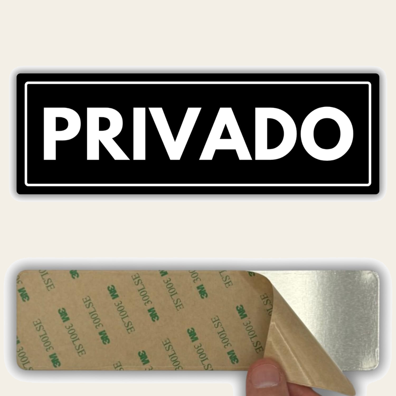 LEIASA | Señal Privado - 7,5 x 23 cm - Grosor 2 mm - Acrílico - Placa Adhesiva - Cartel Zona Privada - Rótulo Acceso Restringido - (Señal Privado)