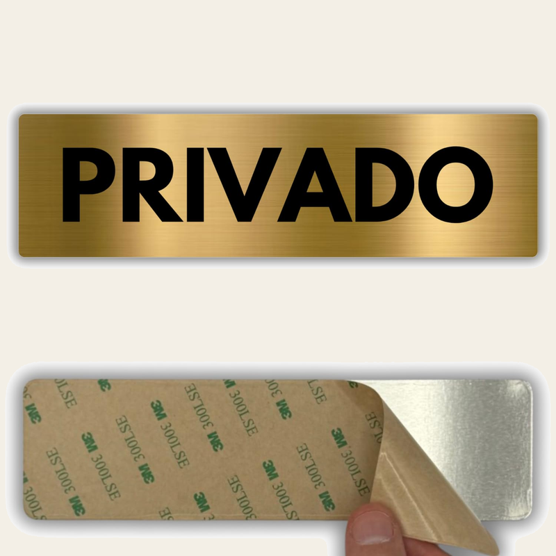 LEIASA | Señal Privado - 5x18 cm - Aluminio - Cartel Zona Privada - Rótulo Acceso Restringido - Aviso Área Reservada - Placa Prohibido el Paso - Adhesiva 3M - Grosor 0.8 mm - (Privado)