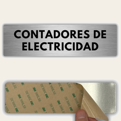 LEIASA | Señal Contadores de Electricidad - 5x18 cm - Aluminio - Grosor 0.8 mm - Resistente Exterior - Impresión UV