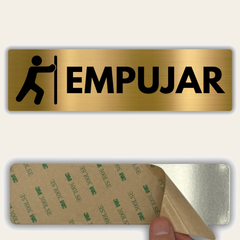 LEIASA | Señal Empujar Puerta - 5x18 cm - Aluminio - Grosor 0.8 mm - Resistente Exterior - Impresión UV