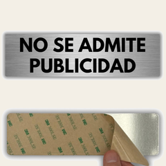 LEIASA | Señal No Se Admite Publicidad - 5x18 cm - Aluminio - Grosor 0.8 mm - Resistente Exterior - Impresión UV