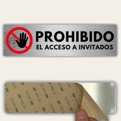 LEIASA | Señal Prohibido Acceso Invitados - 5x18 cm - Aluminio - Grosor 0.8 mm - Resistente Exterior - Impresión UV