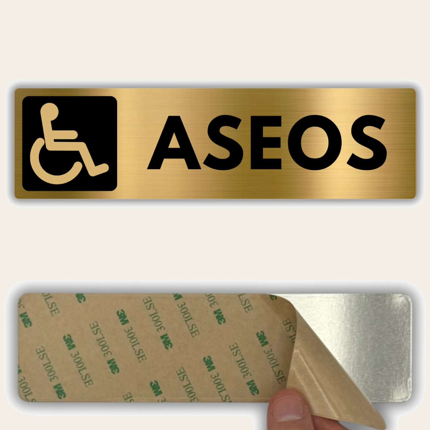LEIASA | Señal Baño Discapacidad - 5x18 cm - Aluminio - Cartel Aseo Minusválidos - Rótulo Servicios Accesibles - Letrero Baño Adaptado - Señalización WC - Grosor 0.8 mm - (Baño Discapacidad)