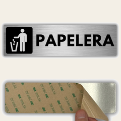 LEIASA | Señal Papelera - 5x18 cm - Aluminio - Grosor 0.8 mm - Resistente Exterior - Impresión UV