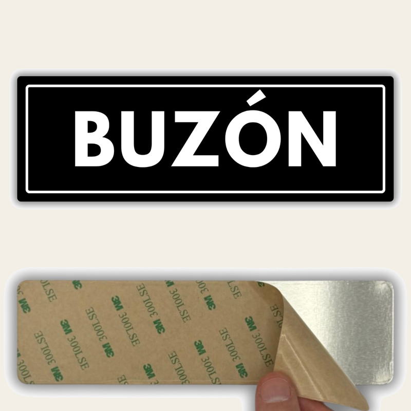 LEIASA | Señal Buzón - 7,5 x 23 cm - Grosor 2 mm - Acrílico - Placa Adhesiva - Cartel Buzón de Correspondencia - Rótulo Identificación - (Señal Buzon)