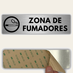 LEIASA | Señal Zona de Fumadores - 5x18 cm - Aluminio - Grosor 0.8 mm - Resistente Exterior - Impresión UV