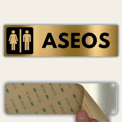 LEIASA | Señal Aseos Mixtos - 5x18 cm - Aluminio - Grosor 0.8 mm - Resistente Exterior - Impresión UV