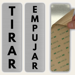 LEIASA | Set Señales Empujar y Tirar Puerta - 5x18 cm - Aluminio - Grosor 0.8 mm - Resistente Exterior - Impresión UV