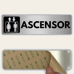 LEIASA | Señal Ascensor - 5x18 cm - Aluminio - Grosor 0.8 mm - Resistente Exterior - Impresión UV