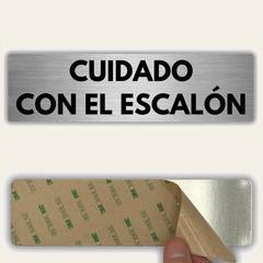 LEIASA | Señal Cuidado con el Escalón - 5x18 cm - Aluminio - Grosor 0.8 mm - Resistente Exterior - Impresión UV