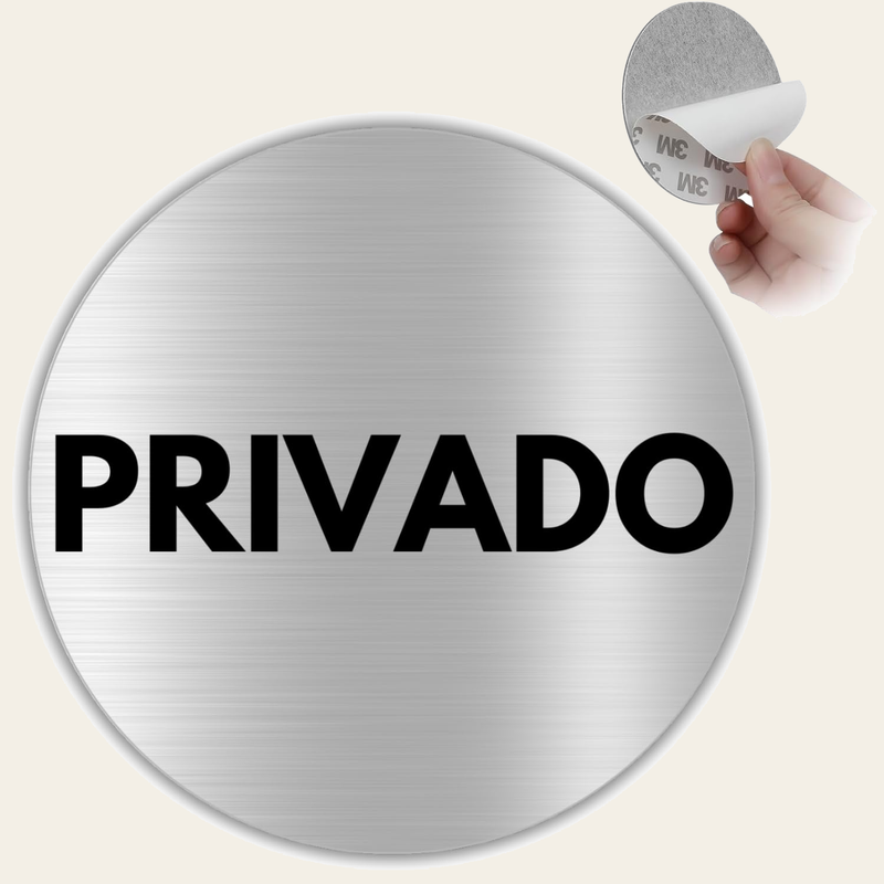 LEIASA | Señal Adhesiva Privado - Diámetro Ø 100 mm - Grosor 0.8 mm - Aluminio - Rótulo de Zona Privada - Signo Espacio Privado - Cartel Adhesivo 3M Área Restringida - Señal Privado