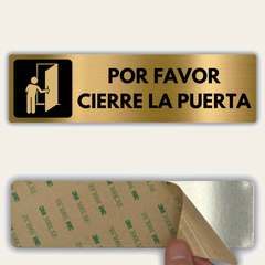 LEIASA | Señal Cierra la Puerta - 5x18 cm - Aluminio - Grosor 0.8 mm - Resistente Exterior - Impresión UV