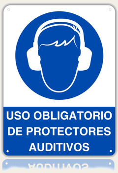 LEIASA | Cartel Uso Obligatorio Protectores Auditivos - 21x28 cm - Aluminio - Grosor 0.8 mm - Resistente Exterior - Impresión UV