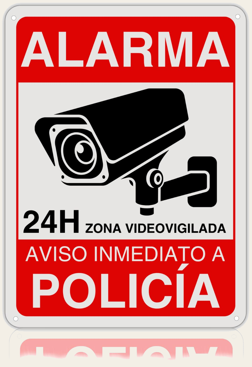 LEIASA | Cartel Videovigilancia - 21x28 cm - Reflectante - Fabricado Aluminio - Grosor 0.8 mm - Zona Videovigilada - Entrada Vigilada - Señal Alarma Disuasoria - Cartel Aviso Policia