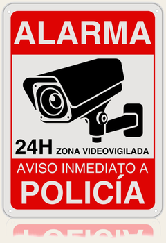 LEIASA | Cartel Videovigilancia - 21x28 cm - Aluminio Reflectante - Grosor 0.8 mm - Resistente Exterior - Impresión UV