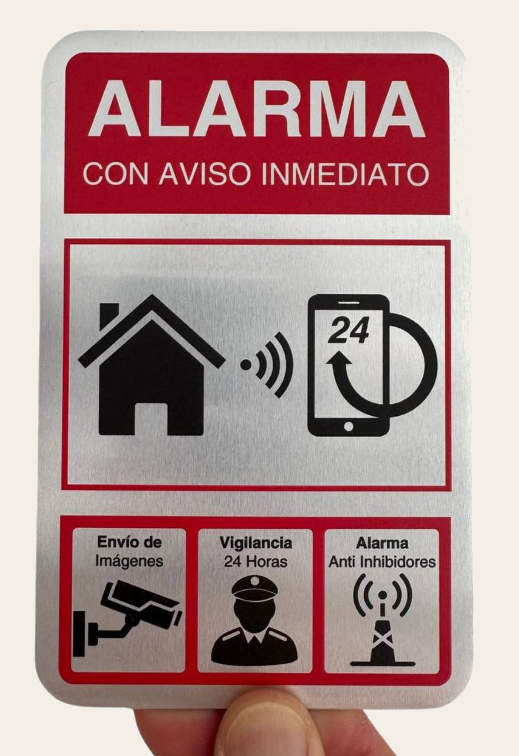 LEIASA | Cartel Videovigilancia - 9x14 cm - Aluminio - Grosor 0.8 mm - Señal Zona Videovigilada - Impresión UV - Cartel de Area Videovigilada - Videovigilancia homologado 9x14 cm