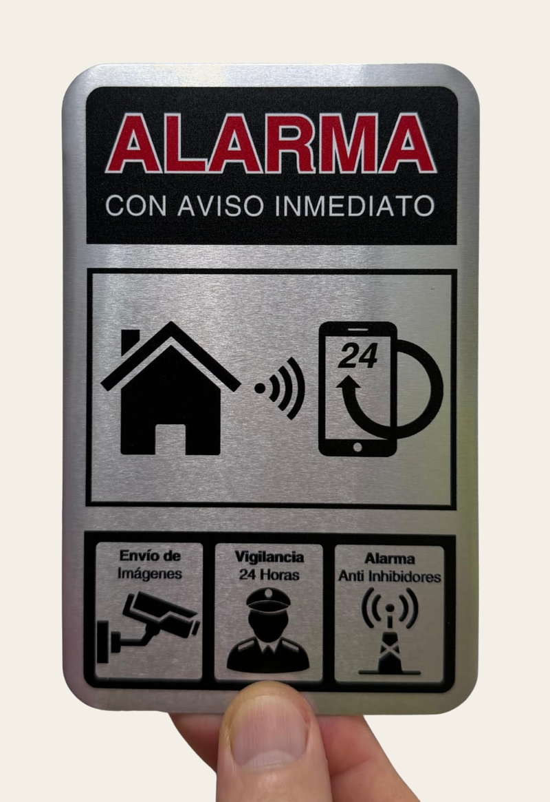 Cartel Videovigilancia - 9x14 cm - Aluminio - Grosor 0.8 mm - Señal Zona Videovigilada - Impresión UV - Señal de Videovigilancia - Zona Video Vigilada - Alarma (Cartel Videovigilancia 9x14)