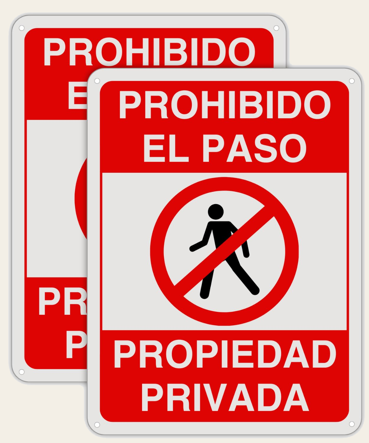 LEIASA Cartel Prohibido el Paso - 21x28 cm - Aluminio Reflectante - Grosor 0.8 mm - Cartel Propiedad Privada - Resistente Exterior - Impresión UV - Señal Disuasión Prohibido Paso - 2 Unidades (2)