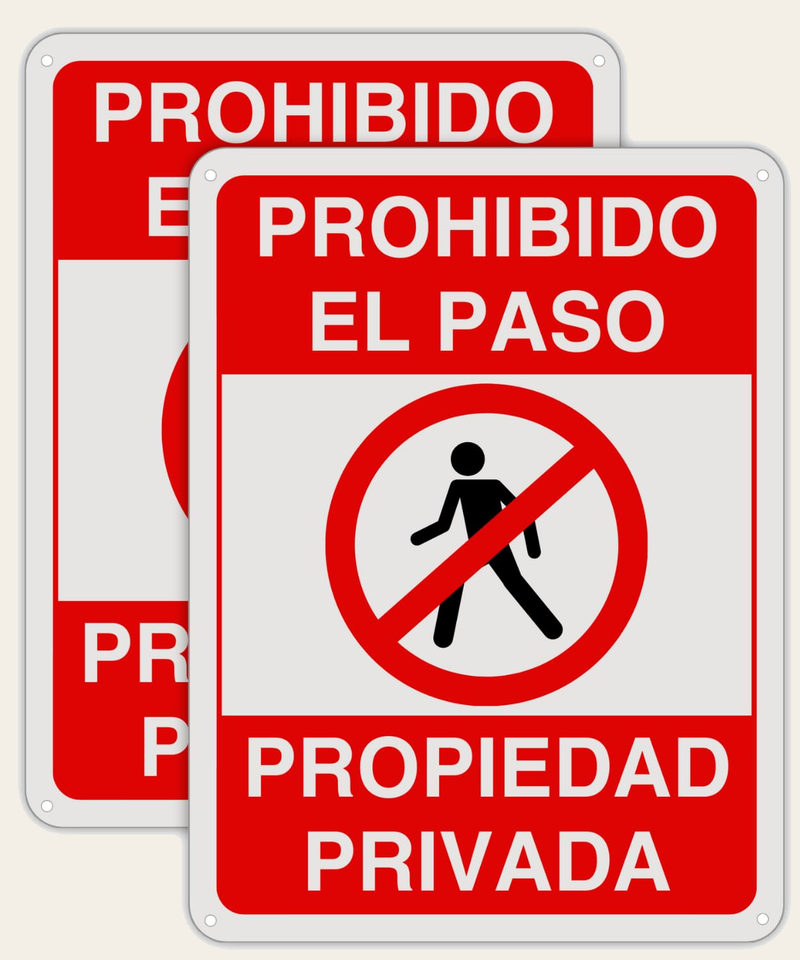 LEIASA Cartel Prohibido el Paso - 21x28 cm - Aluminio Reflectante - Grosor 0.8 mm - Cartel Propiedad Privada - Resistente Exterior - Impresión UV - Señal Disuasión Prohibido Paso - 2 Unidades (2)